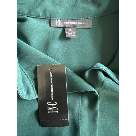 INC International Concepts Military Hunter Forest Button-Up Blouse Size Medium - Picture 16 of 16